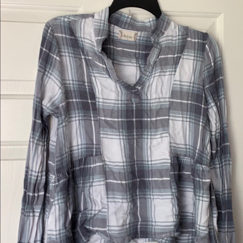 Flannel midriff plaid shirt